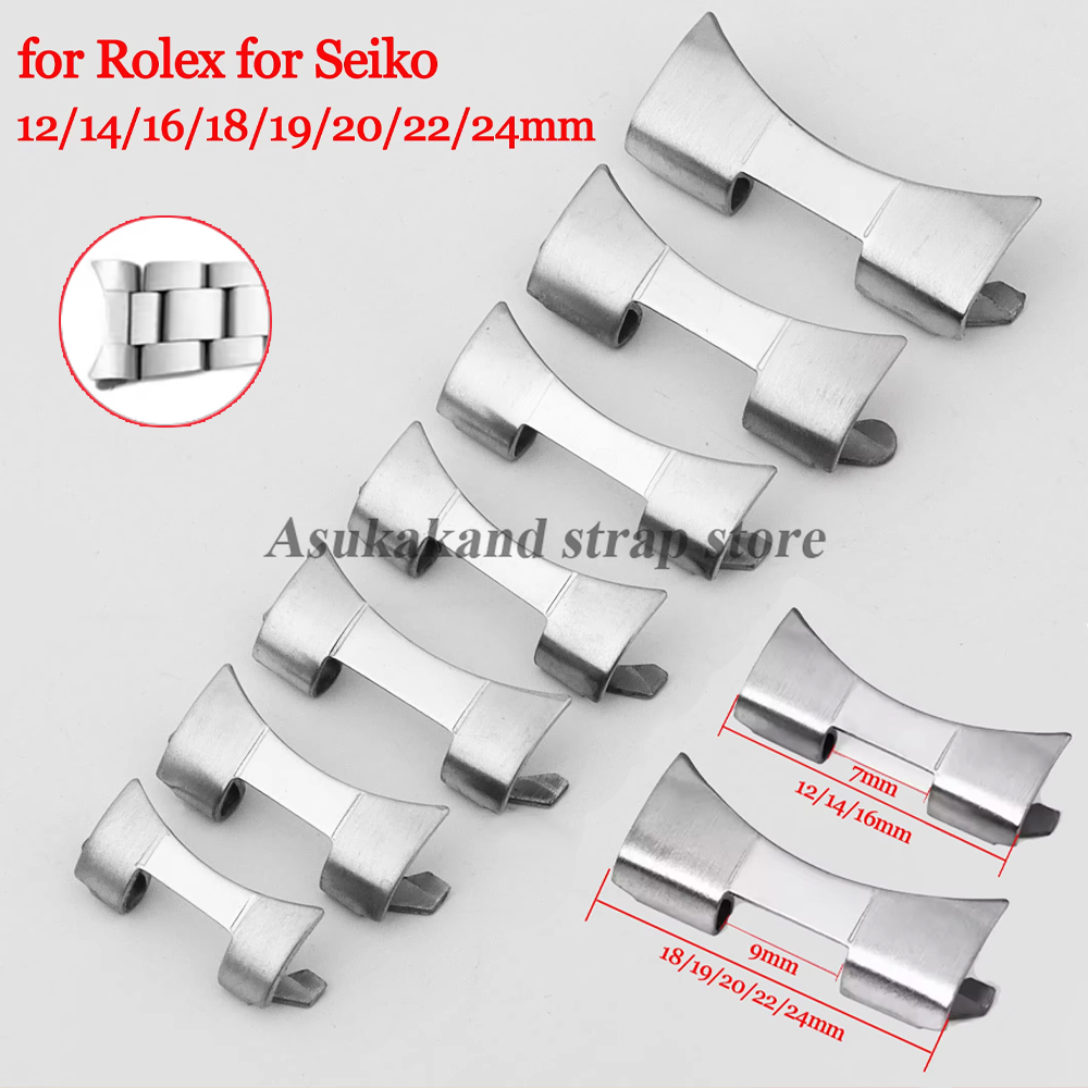 Watch Band Connector - 2pcs 12/14/16/18/19/20/22/24mm Stainless Steel Adapter for