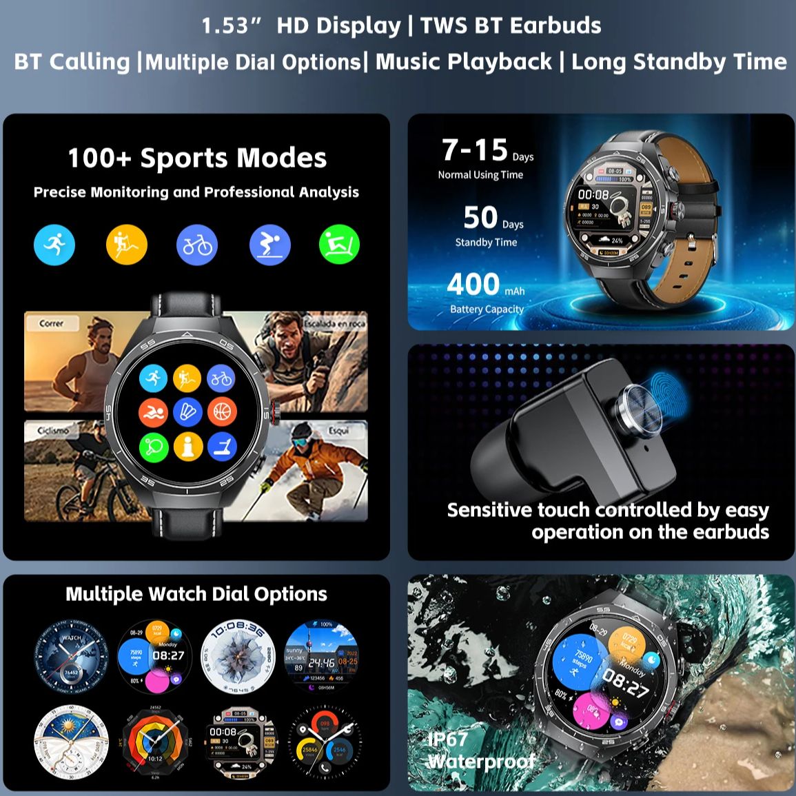 NFC Headset Smart Watch 2 in 1 - огляд і ціна Smartwatch Headset