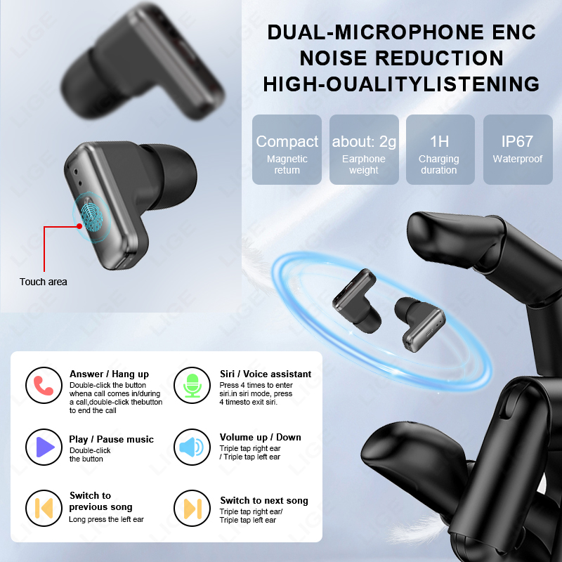 LIGE TWS 2 In 1 Headset Smart  - огляд і ціна Smartwatch Headset